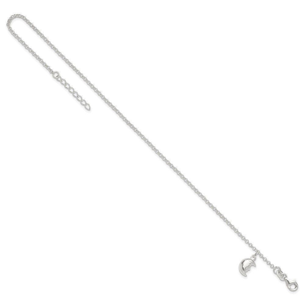 Sterlingsilber Mond 10 Zoll Plus 1 Verlängerung. Fußkettchen