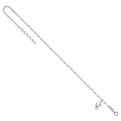 Sterlingsilber Mond 10 Zoll Plus 1 Verlängerung. Fußkettchen