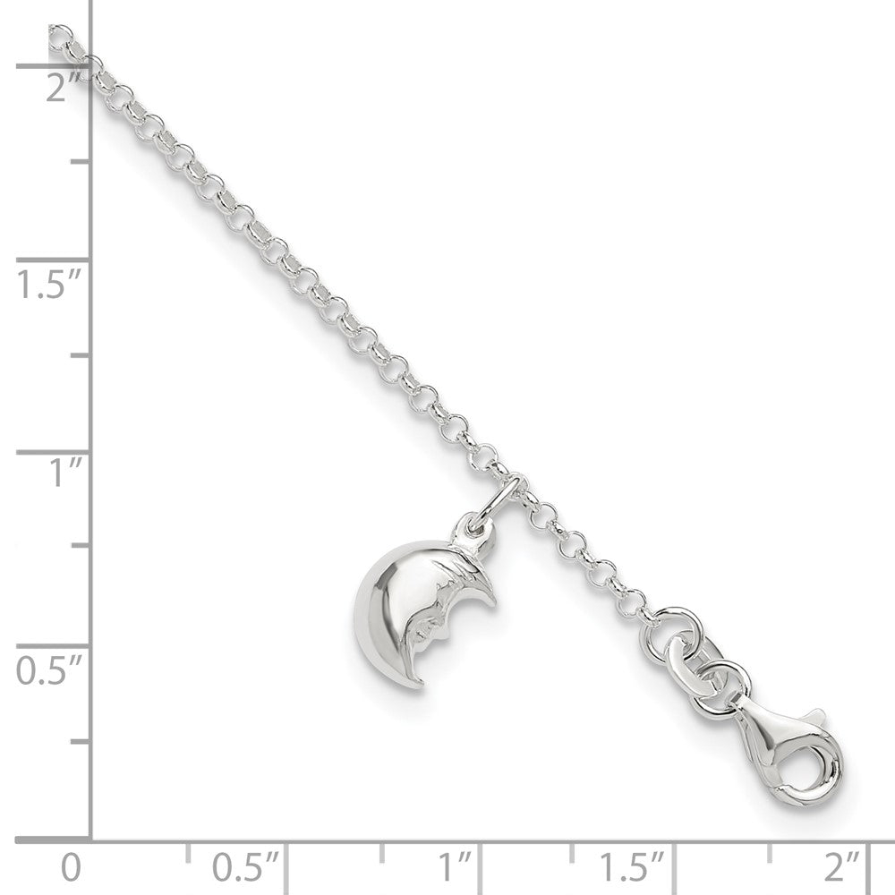 Sterlingsilber Mond 10 Zoll Plus 1 Verlängerung. Fußkettchen