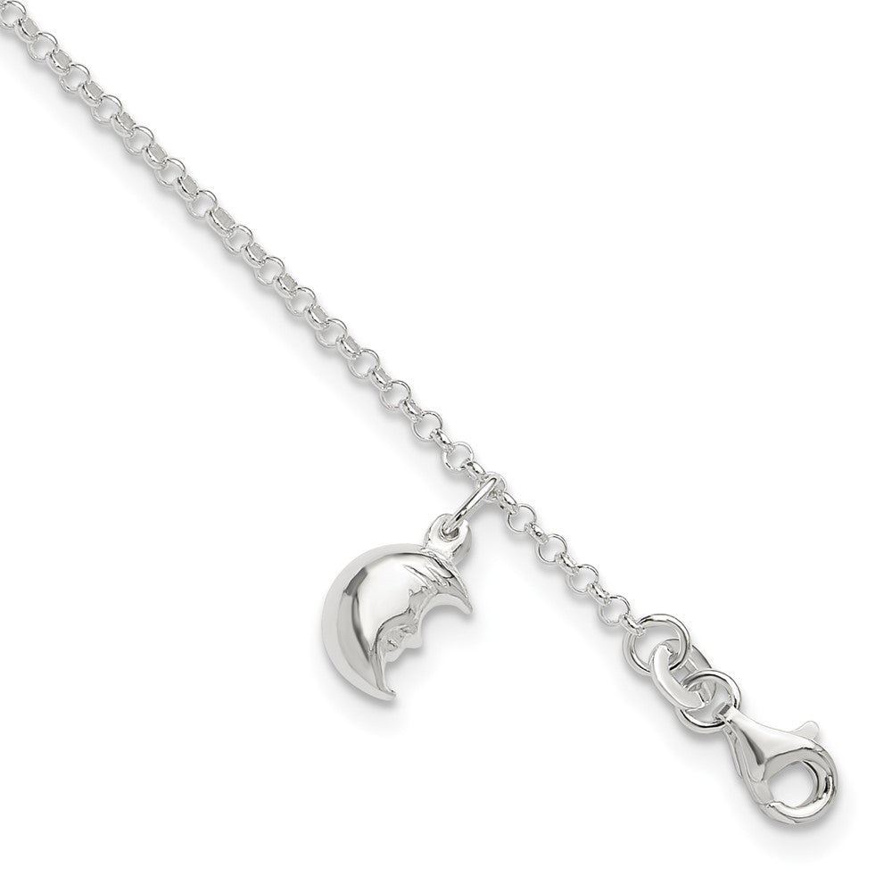 Sterlingsilber Mond 10 Zoll Plus 1 Verlängerung. Fußkettchen