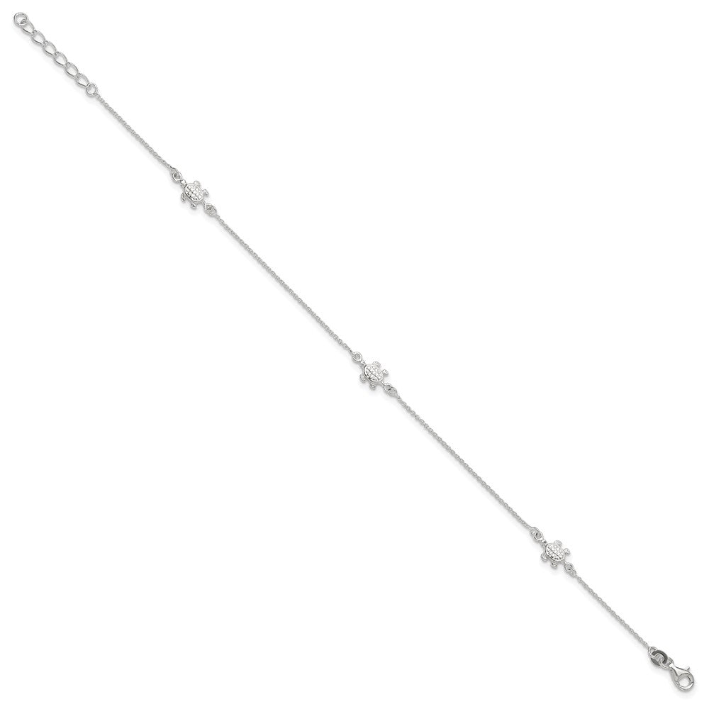 Sterlingsilber Schildkröte 9 Zoll Plus 1 Verlängerung. Fußkettchen