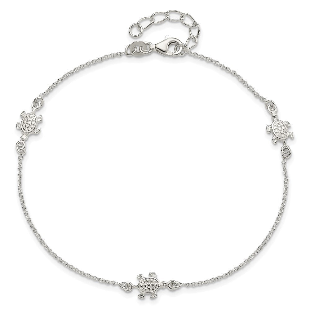 Sterlingsilber Schildkröte 9 Zoll Plus 1 Verlängerung. Fußkettchen