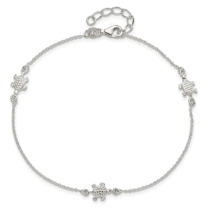 Sterlingsilber Schildkröte 9 Zoll Plus 1 Verlängerung. Fußkettchen