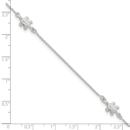 Sterlingsilber Schildkröte 9 Zoll Plus 1 Verlängerung. Fußkettchen