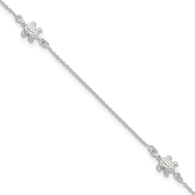 Sterlingsilber Schildkröte 9 Zoll Plus 1 Verlängerung. Fußkettchen