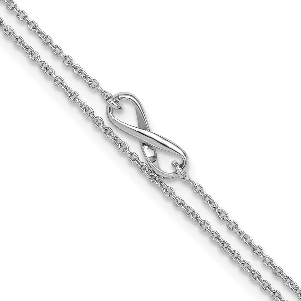 Sterlingsilber Rhodiniert 2-strand 9 Zoll Plus 1 Zoll Verlängerung. Unendlichkeit Fußkettchen