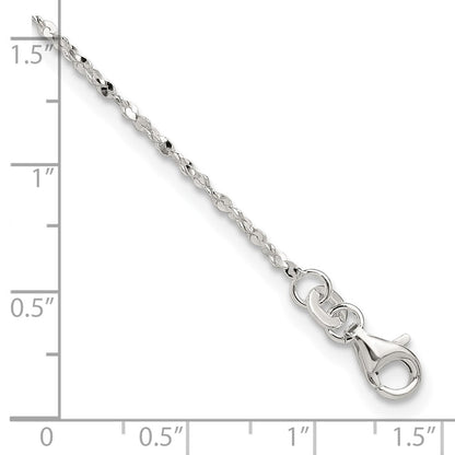 Sterlingsilber Gedreht Serpentine Herz 9 Zoll Plus 1.5 Verlängerung. Fußkettchen