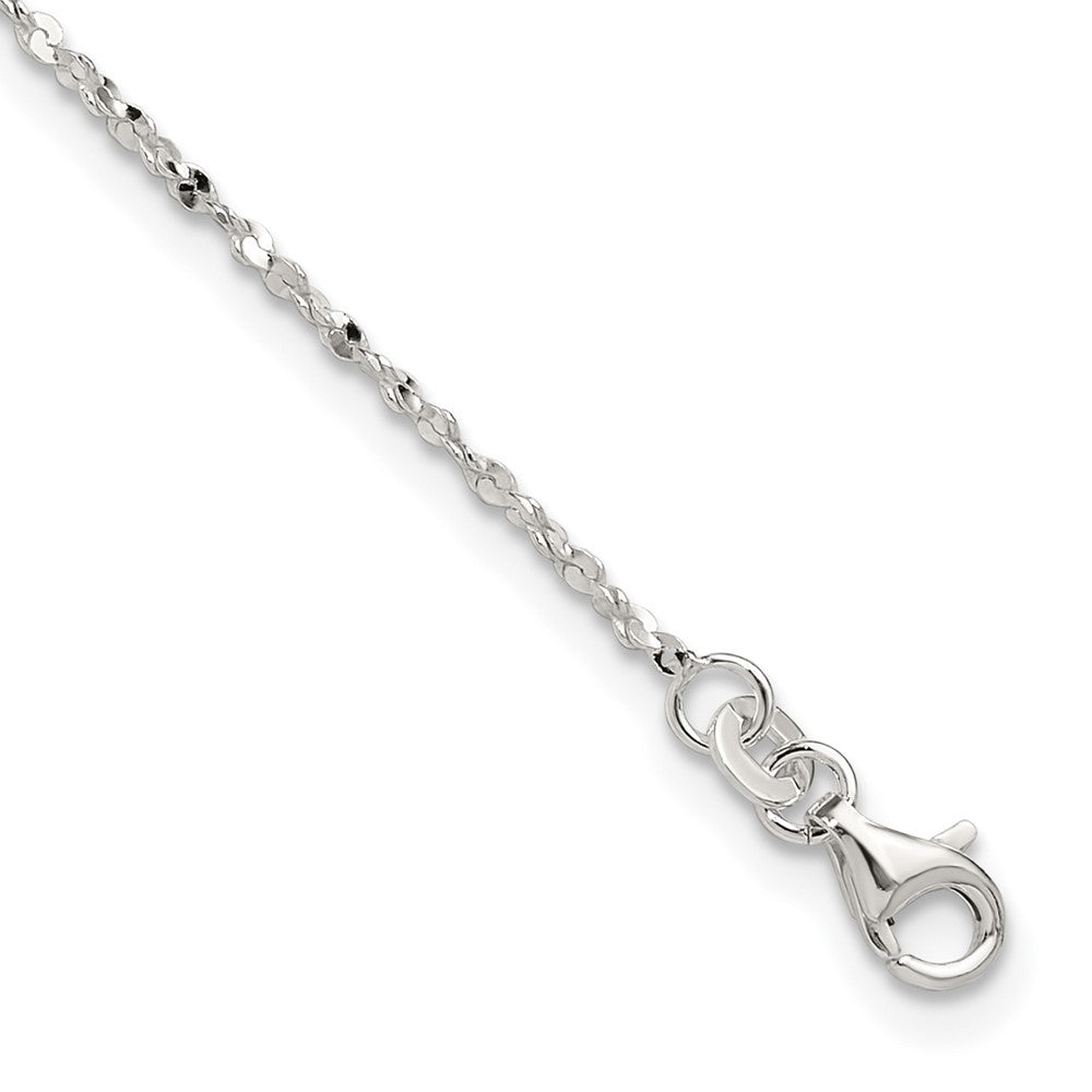 Sterlingsilber Gedreht Serpentine Herz 9 Zoll Plus 1.5 Verlängerung. Fußkettchen