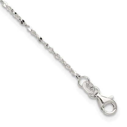Sterlingsilber Gedreht Serpentine Herz 9 Zoll Plus 1.5 Verlängerung. Fußkettchen