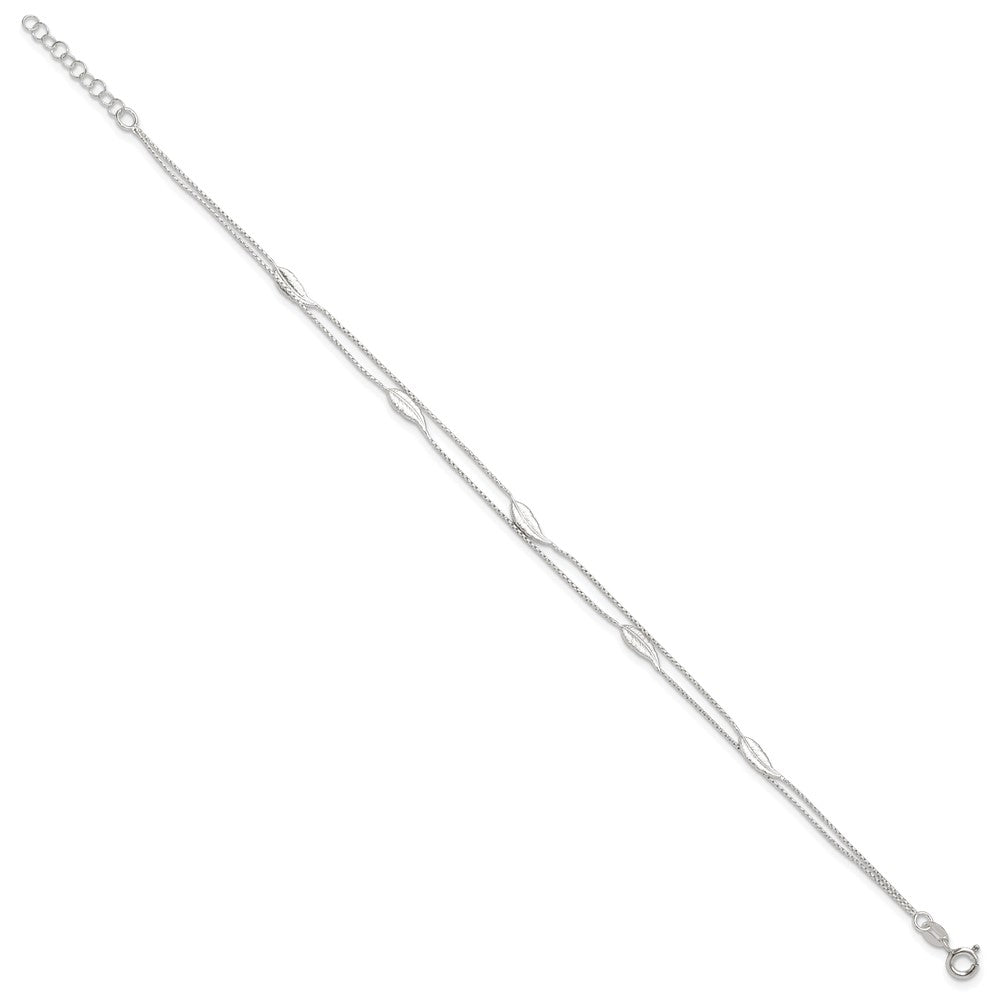 Sterlingsilber Poliert 2-strand Feder 9 Zoll Plus 1 Zoll Verlängerung Fußkettchen
