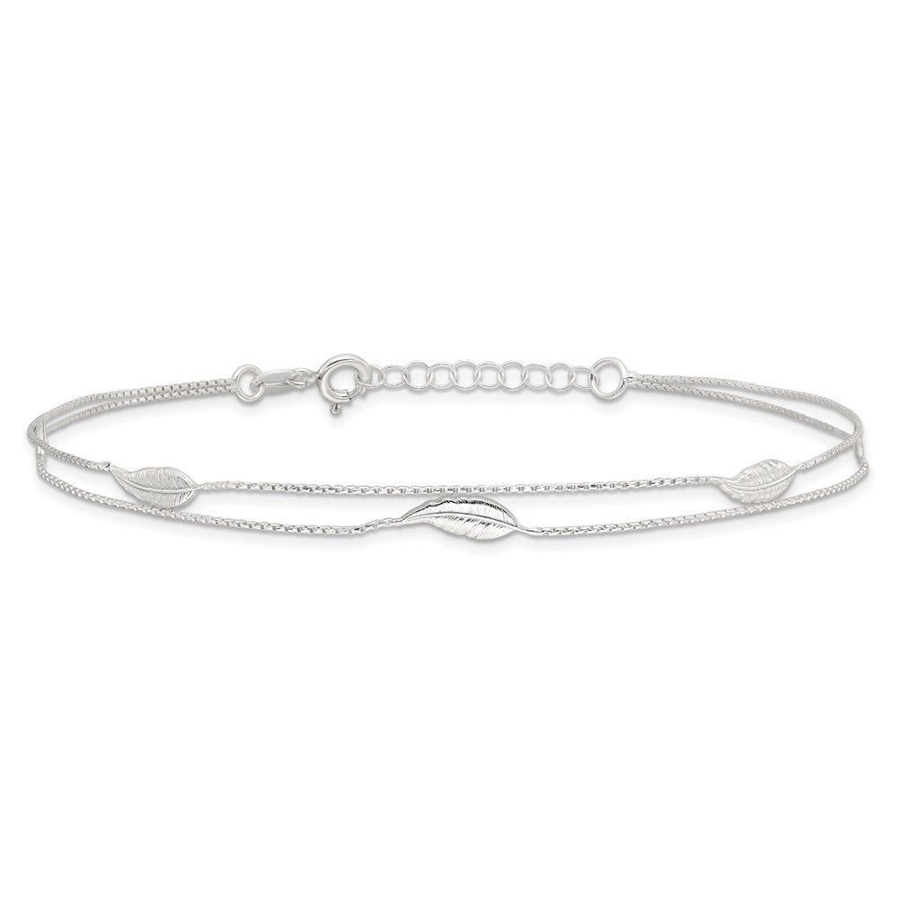 Sterlingsilber Poliert 2-strand Feder 9 Zoll Plus 1 Zoll Verlängerung Fußkettchen