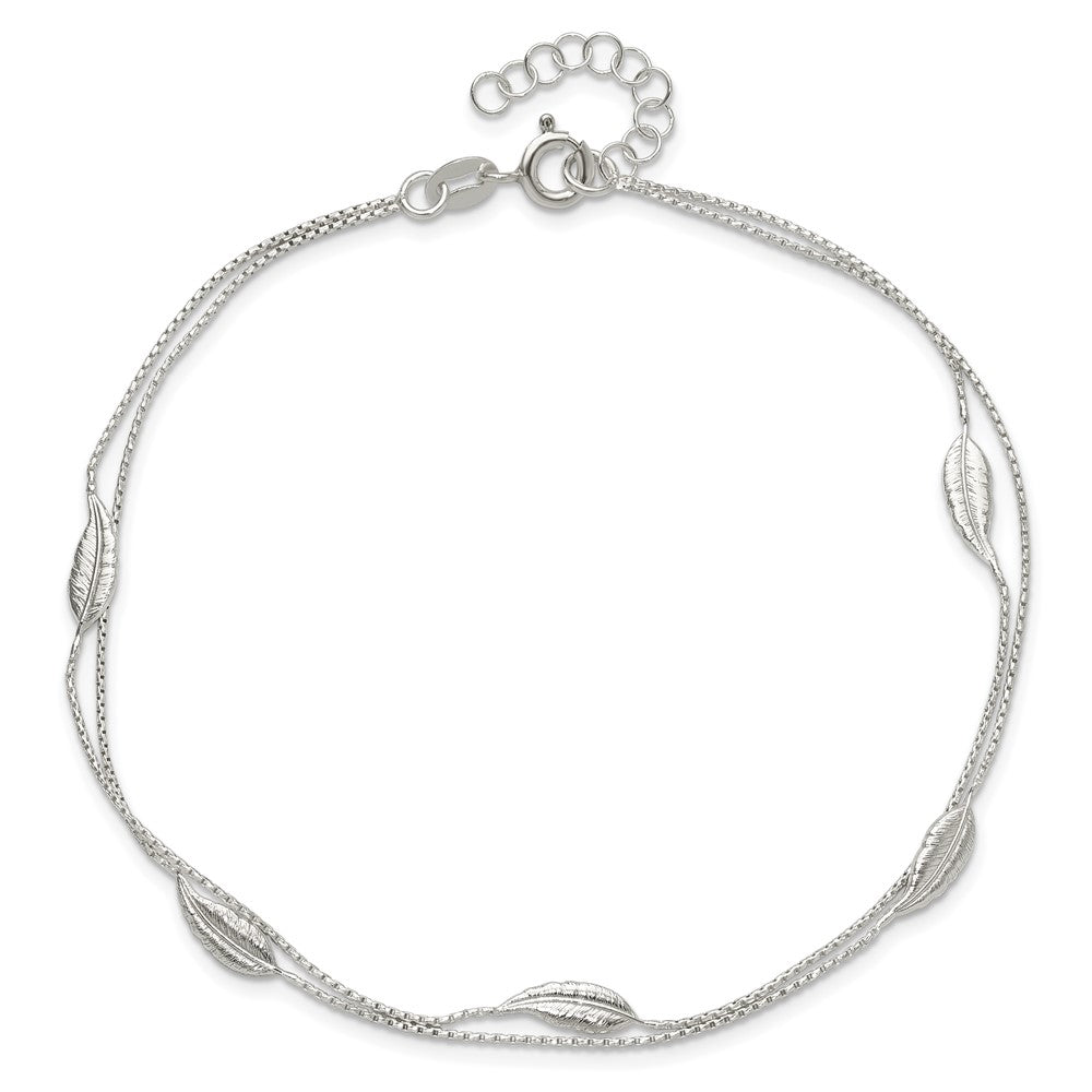 Sterlingsilber Poliert 2-strand Feder 9 Zoll Plus 1 Zoll Verlängerung Fußkettchen