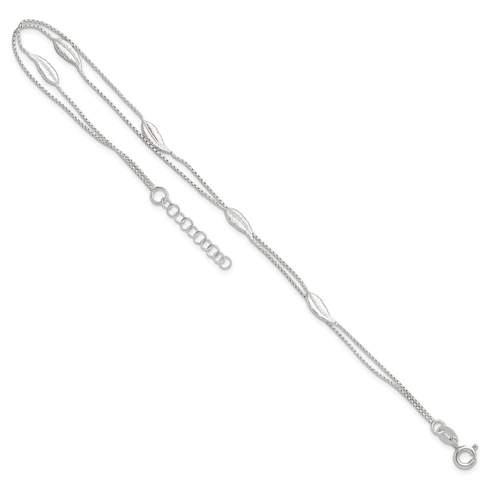 Sterlingsilber Poliert 2-strand Feder 9 Zoll Plus 1 Zoll Verlängerung Fußkettchen