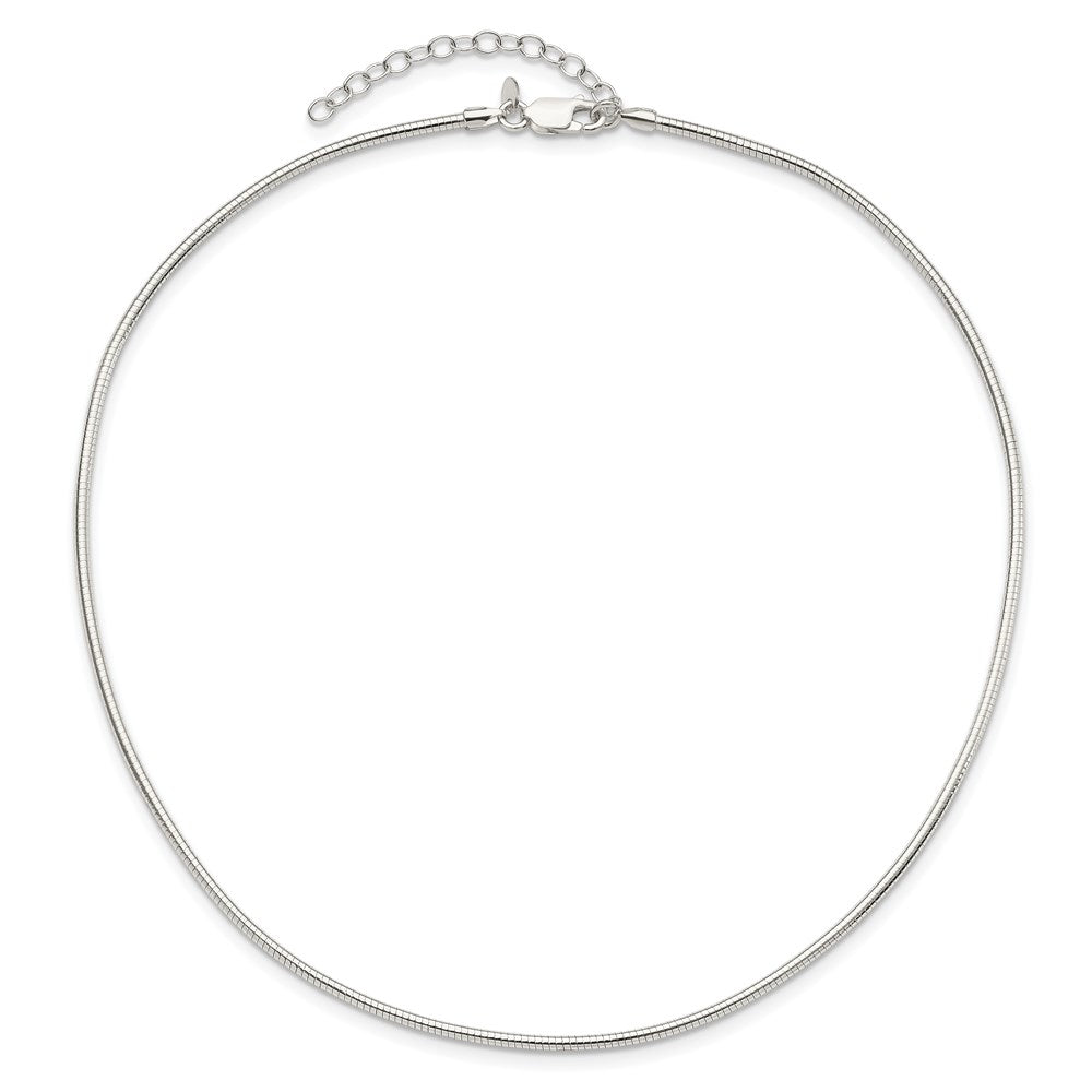 16 Zoll Sterlingsilber Rund 2mm mit 2 Zoll. Verlängerung Neckwire Halskette