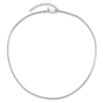 16 Zoll Sterlingsilber Rund 2mm mit 2 Zoll. Verlängerung Neckwire Halskette