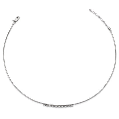 Sterlingsilber Rhodiniert Zirkonia mit 2 Zoll Verlängerung Rund Omega Halskette
