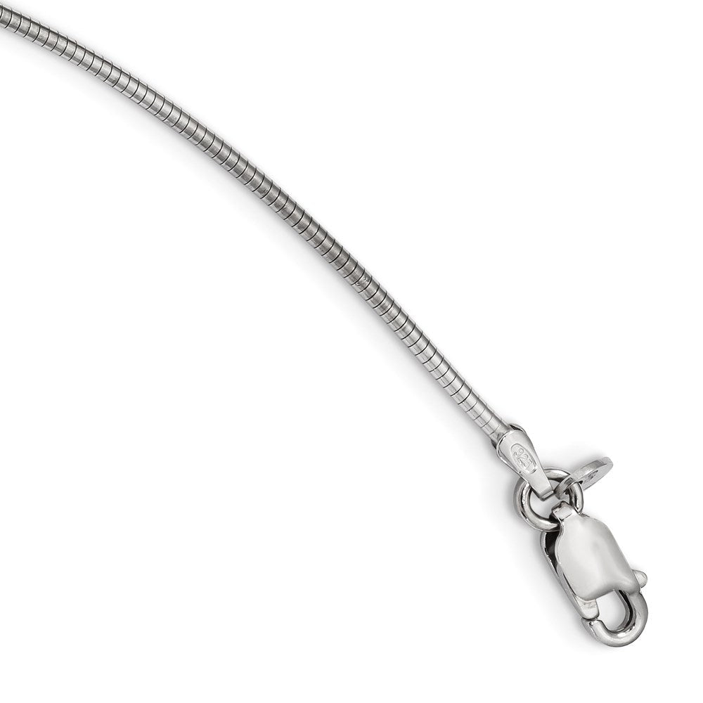 Sterlingsilber Rhodiniert Zirkonia mit 2 Zoll Verlängerung Rund Omega Halskette