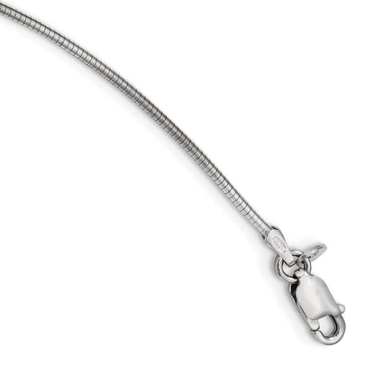 Sterlingsilber Rhodiniert Zirkonia mit 2 Zoll Verlängerung Rund Omega Halskette