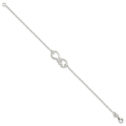 Sterlingsilber Poliert Unendlichkeit Zeichen mit Liebe 7.5 Zoll Armband