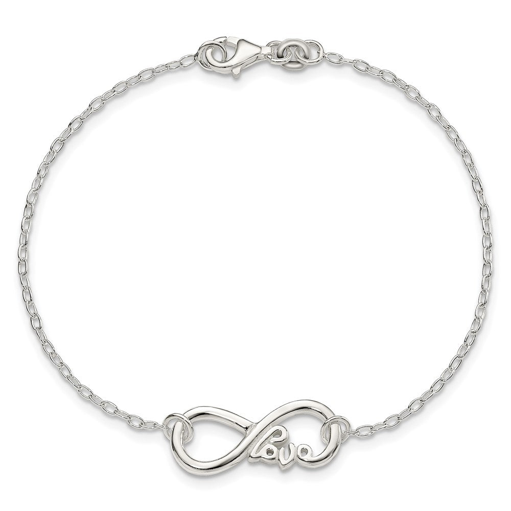 Sterlingsilber Poliert Unendlichkeit Zeichen mit Liebe 7.5 Zoll Armband