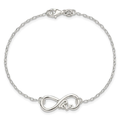 Sterlingsilber Poliert Unendlichkeit Zeichen mit Liebe 7.5 Zoll Armband