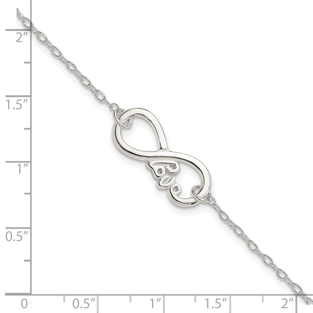Sterlingsilber Poliert Unendlichkeit Zeichen mit Liebe 7.5 Zoll Armband