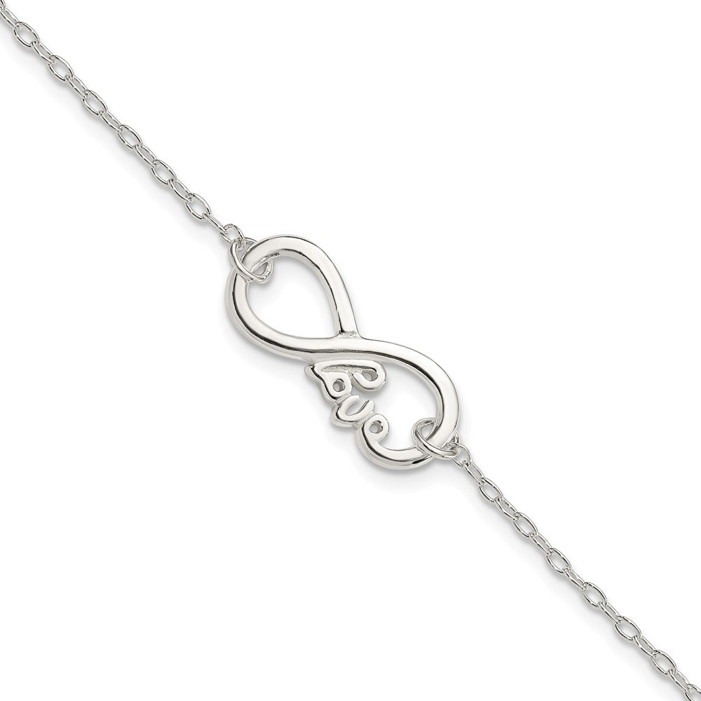 Sterlingsilber Poliert Unendlichkeit Zeichen mit Liebe 7.5 Zoll Armband