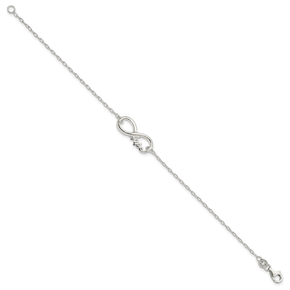 Sterlingsilber Poliert Unendlichkeit Zeichen mit Hoffnung 7.5 Zoll Armband