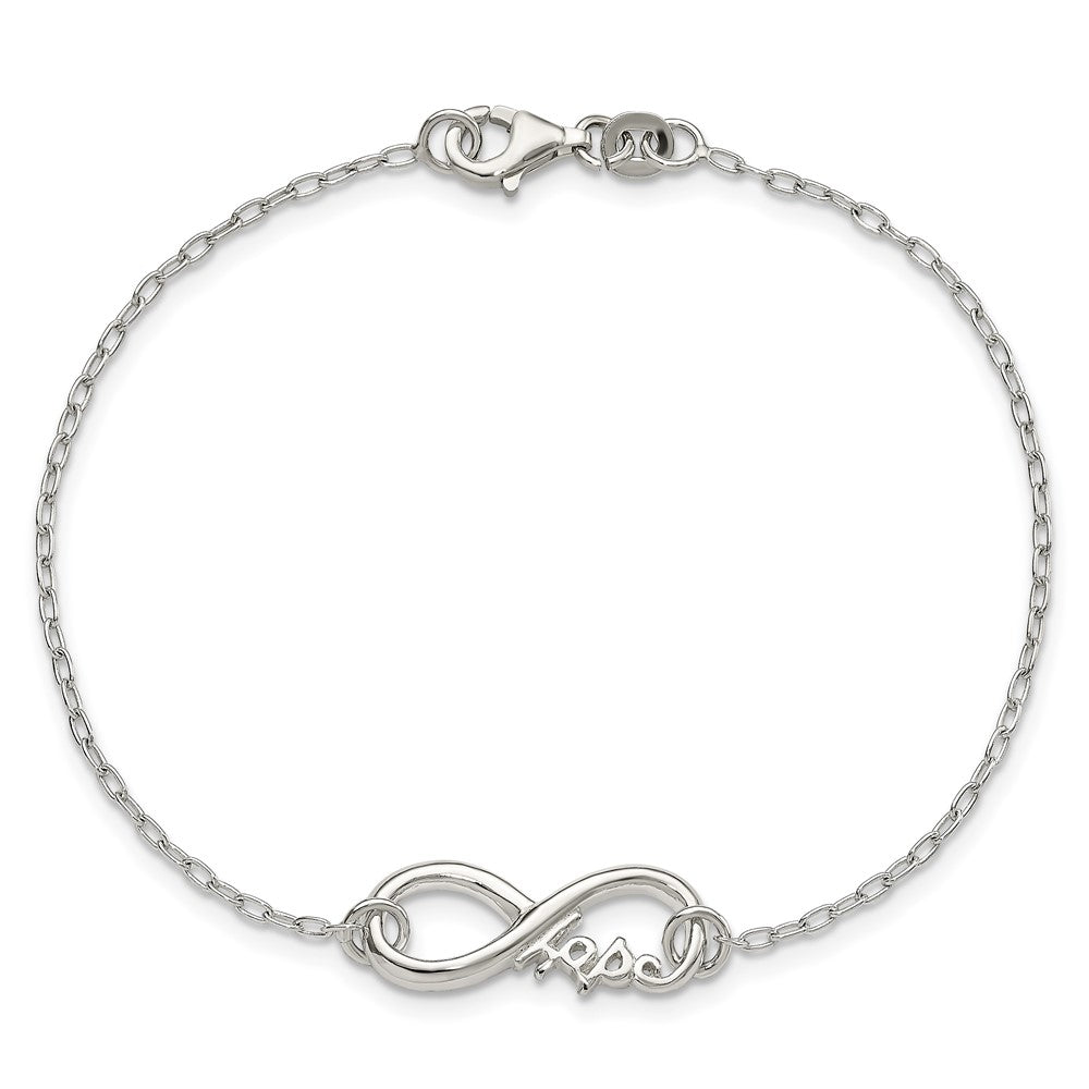 Sterlingsilber Poliert Unendlichkeit Zeichen mit Hoffnung 7.5 Zoll Armband