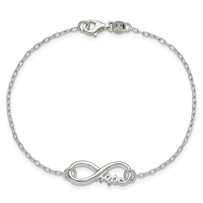 Sterlingsilber Poliert Unendlichkeit Zeichen mit Hoffnung 7.5 Zoll Armband