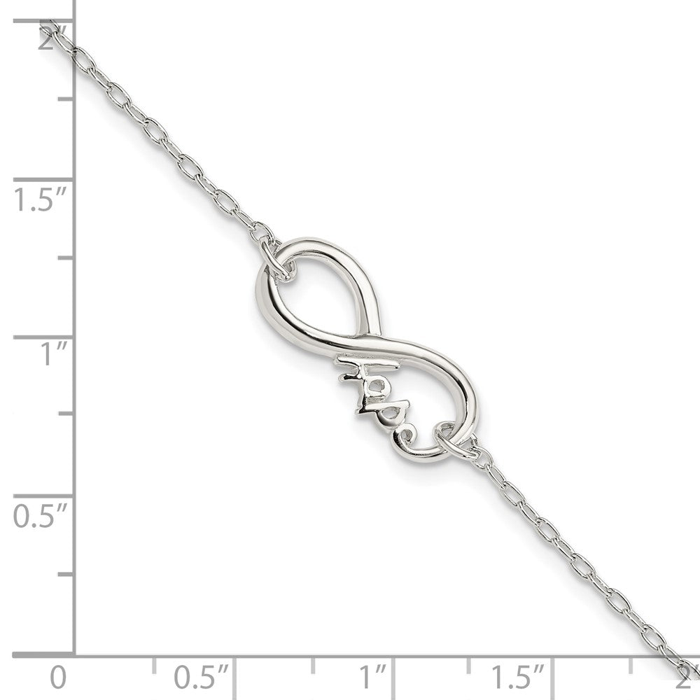 Sterlingsilber Poliert Unendlichkeit Zeichen mit Hoffnung 7.5 Zoll Armband