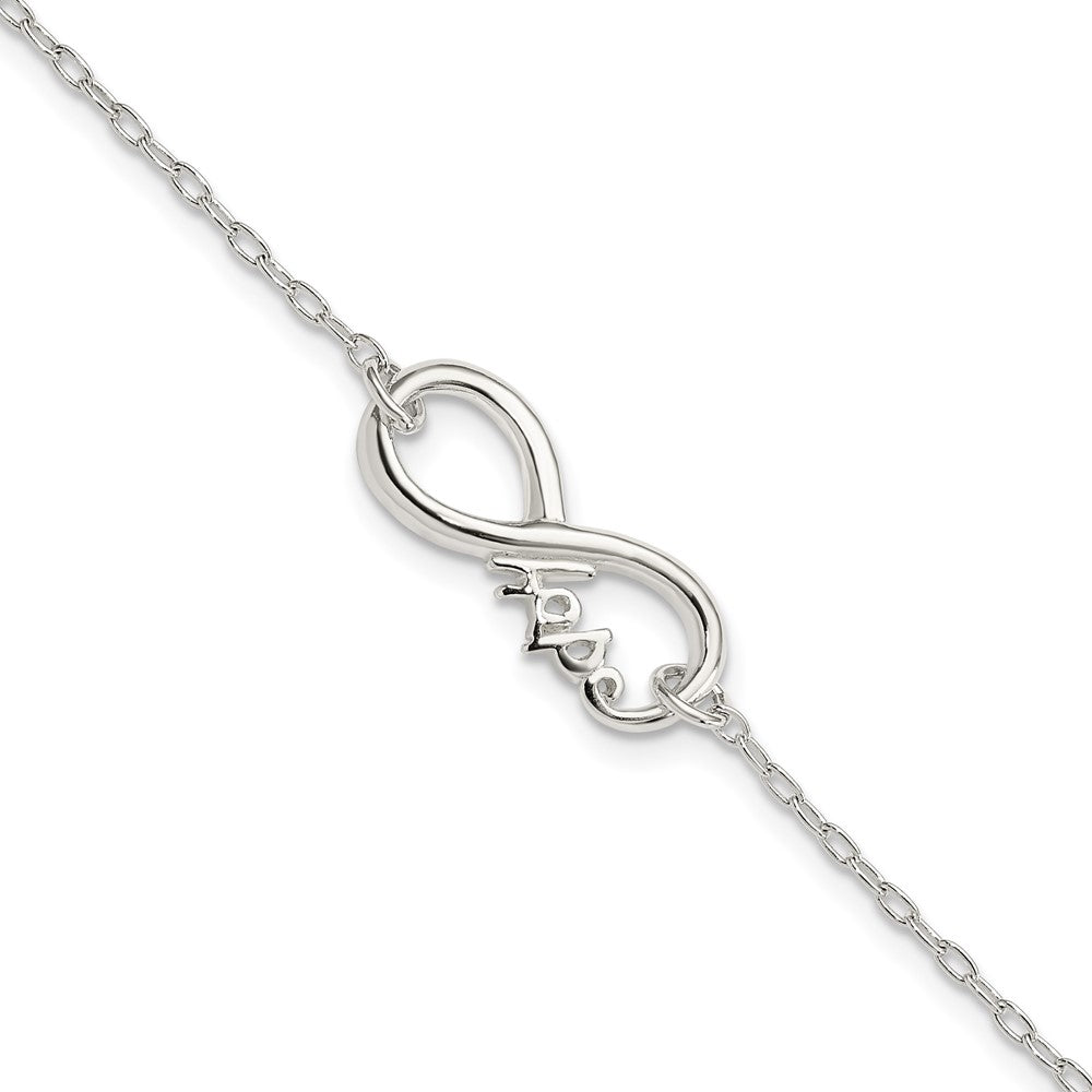 Sterlingsilber Poliert Unendlichkeit Zeichen mit Hoffnung 7.5 Zoll Armband