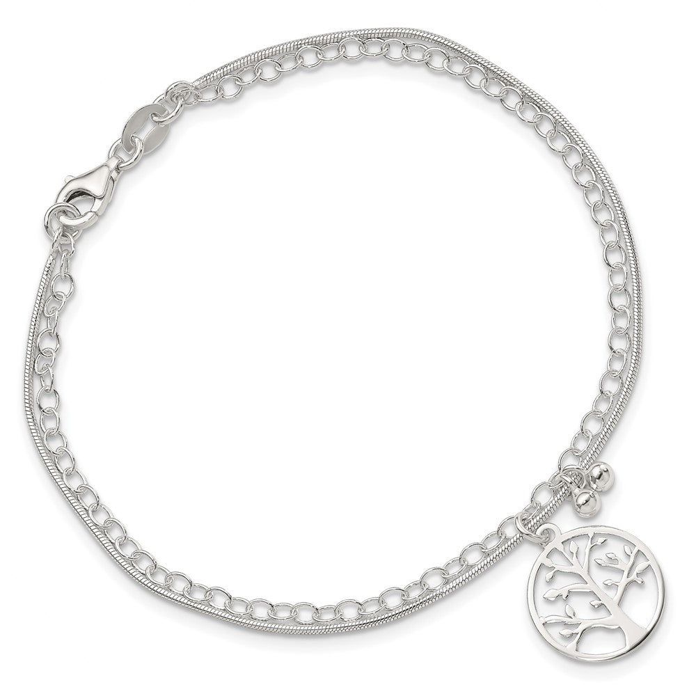 7.5 Zoll Sterlingsilber Poliert 2-strand Baum 7.5 Zoll Armband