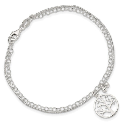7.5 Zoll Sterlingsilber Poliert 2-strand Baum 7.5 Zoll Armband