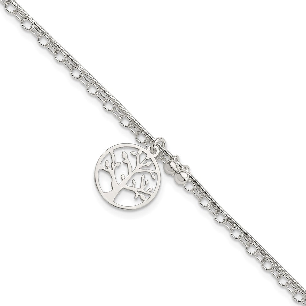7.5 Zoll Sterlingsilber Poliert 2-strand Baum 7.5 Zoll Armband