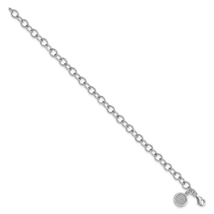 7.5 Zoll Sterlingsilber Rhodiniert Glitzer Emaille Kreis Armband