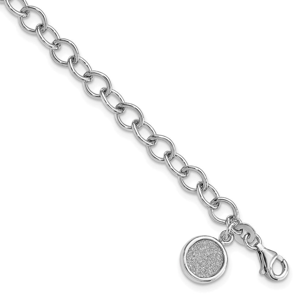 7.5 Zoll Sterlingsilber Rhodiniert Glitzer Emaille Kreis Armband