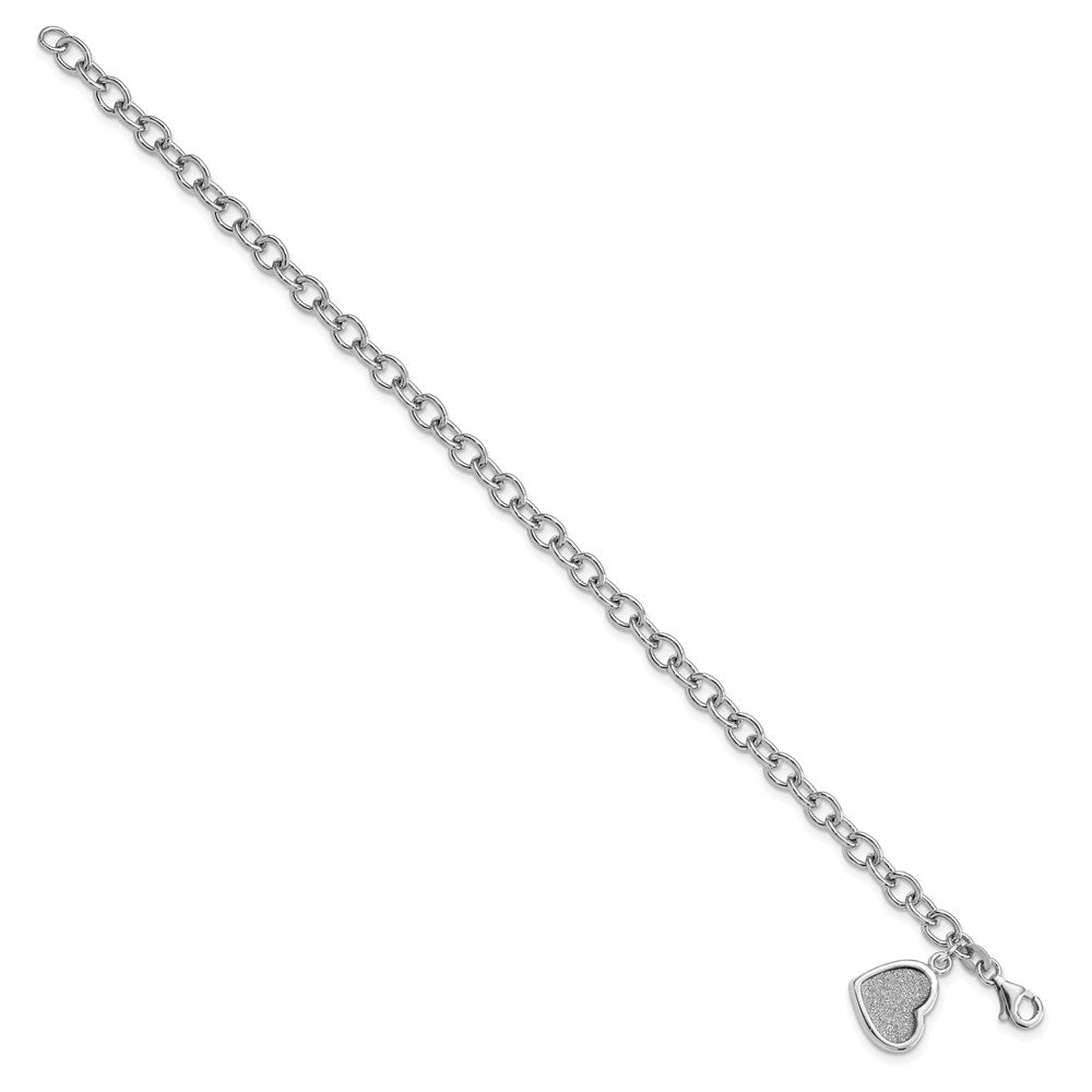 7.5 Zoll Sterlingsilber Rhodiniert Glitzer Emaille Herz Armband