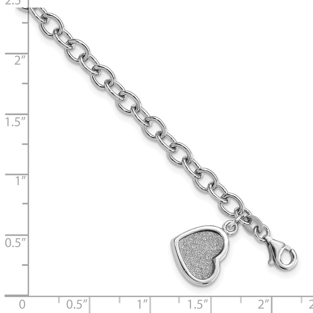 7.5 Zoll Sterlingsilber Rhodiniert Glitzer Emaille Herz Armband