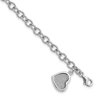 7.5 Zoll Sterlingsilber Rhodiniert Glitzer Emaille Herz Armband