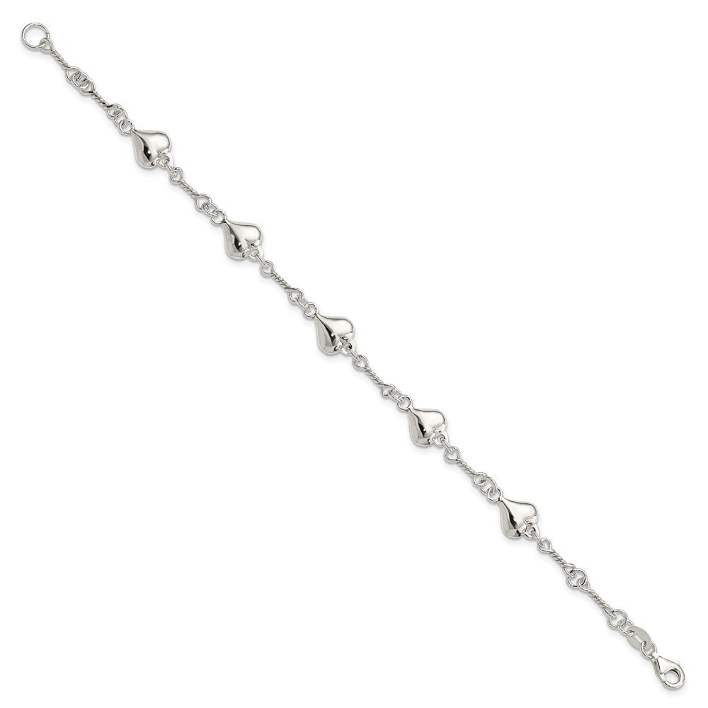 7.5 Zoll Sterlingsilber Poliert Herz 7.5 Zoll Armband