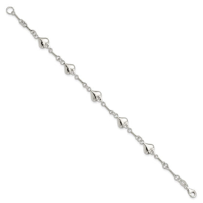 7.5 Zoll Sterlingsilber Poliert Herz 7.5 Zoll Armband