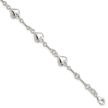 7.5 Zoll Sterlingsilber Poliert Herz 7.5 Zoll Armband