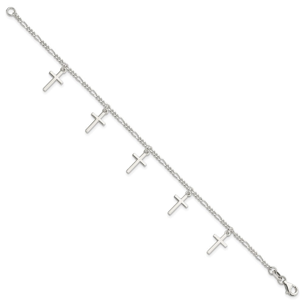 7.5 Zoll Sterlingsilber Poliert Kreuz 7.5 Zoll Armband