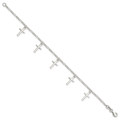 7.5 Zoll Sterlingsilber Poliert Kreuz 7.5 Zoll Armband