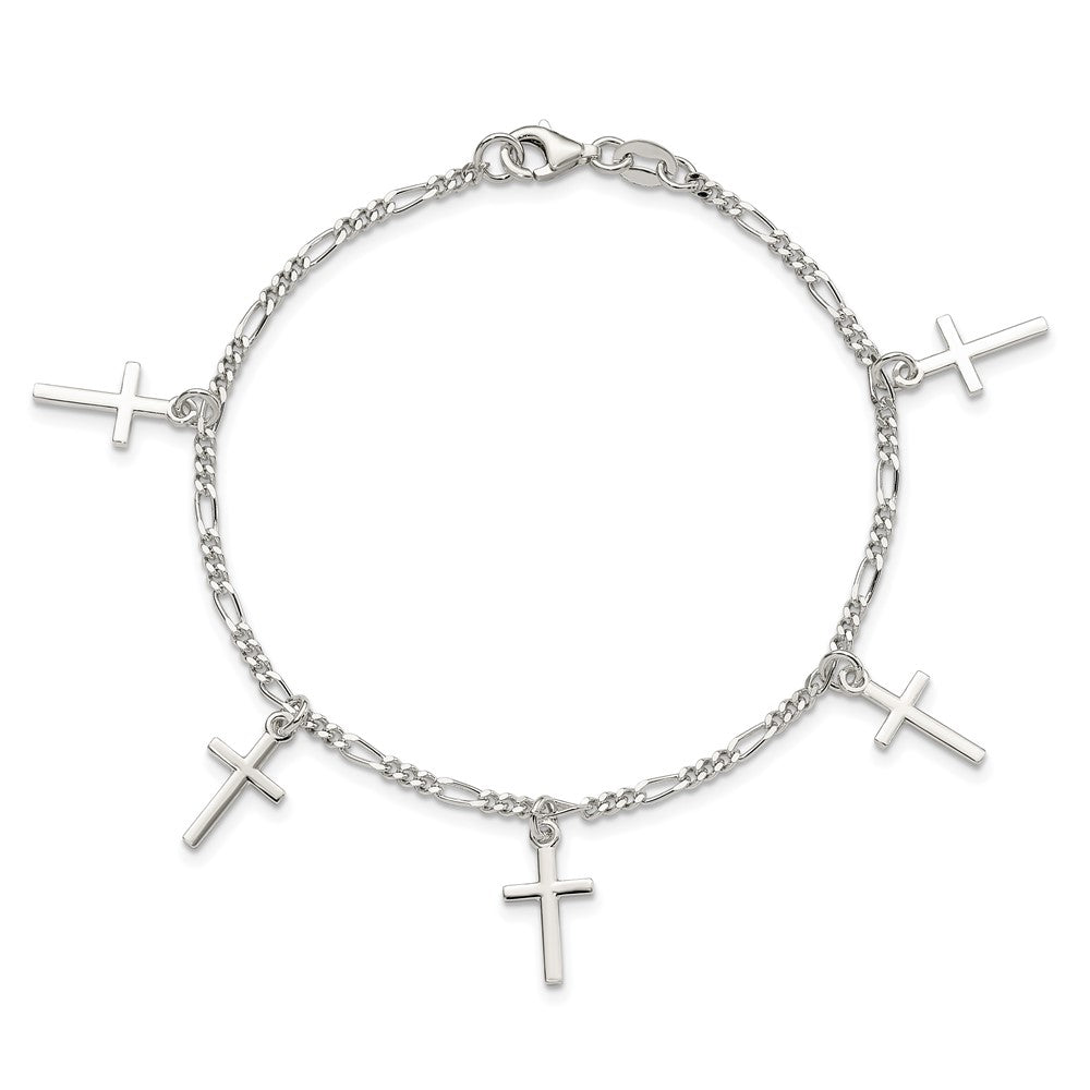 7.5 Zoll Sterlingsilber Poliert Kreuz 7.5 Zoll Armband