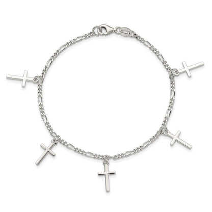 7.5 Zoll Sterlingsilber Poliert Kreuz 7.5 Zoll Armband