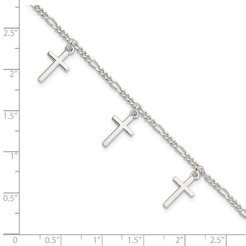 7.5 Zoll Sterlingsilber Poliert Kreuz 7.5 Zoll Armband