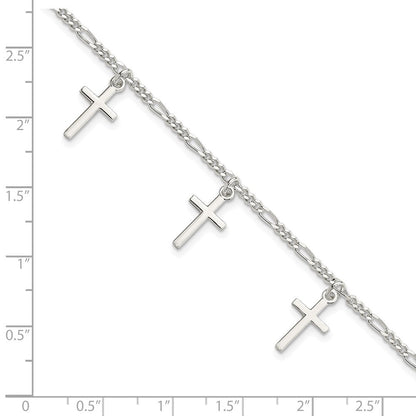 7.5 Zoll Sterlingsilber Poliert Kreuz 7.5 Zoll Armband