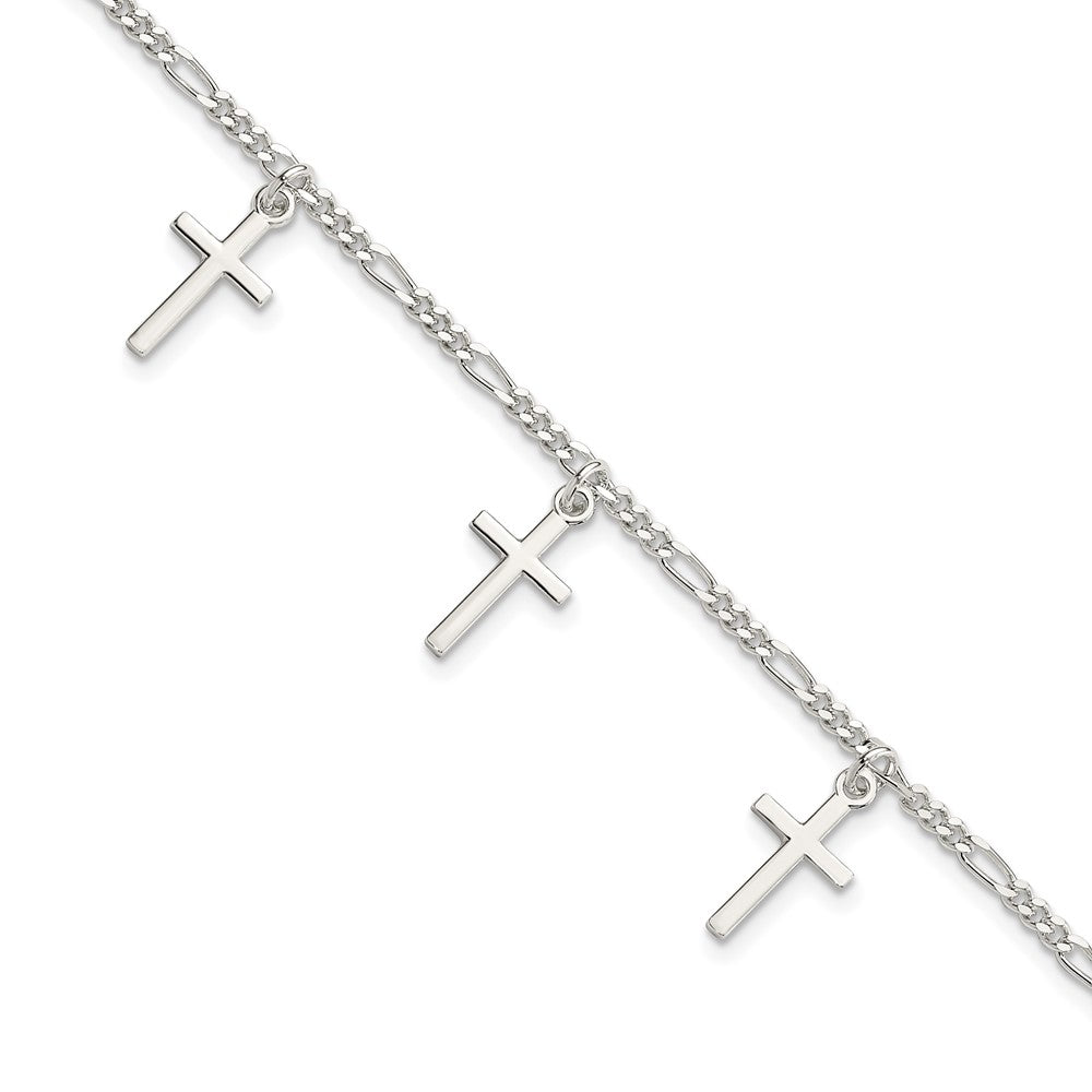7.5 Zoll Sterlingsilber Poliert Kreuz 7.5 Zoll Armband